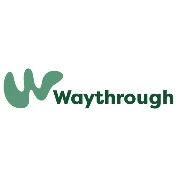 Logo of Waythrough, featuring a stylized green 'W' and the name "Waythrough" in bold green letters.