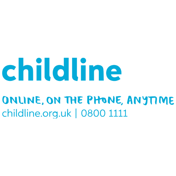 Childline logo with the tagline "Online, on the phone, anytime" and contact details: childline.org.uk | 0800 1111.
