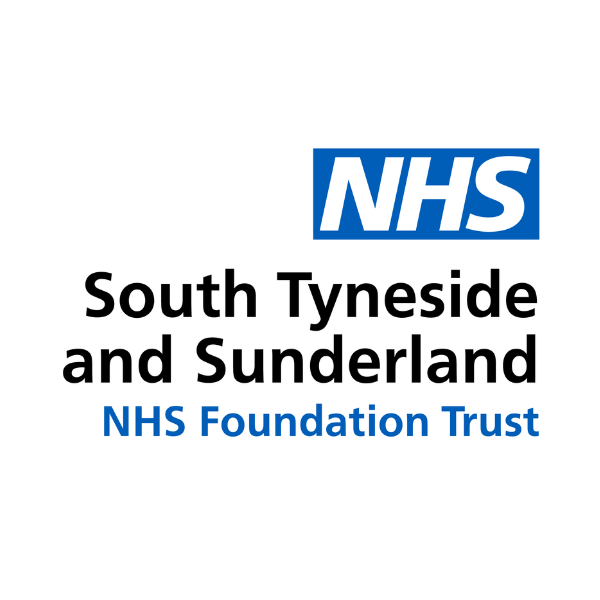 Logo of South Tyneside and Sunderland NHS Foundation Trust featuring "NHS" in blue with the trust's name below in black and blue text.
