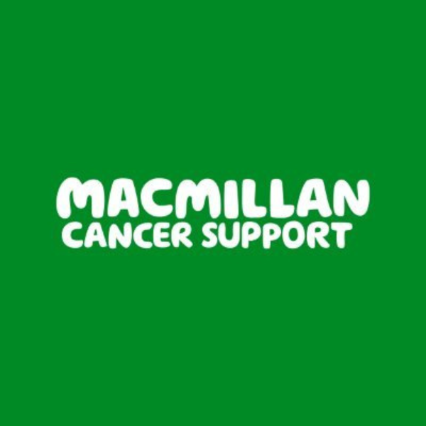 The logo of Macmillan Cancer Support, featuring bold white text on a vibrant green background.