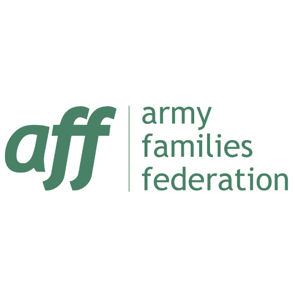 Logo of Army Families Federation (AFF) featuring "aff" in bold green letters beside the full name in a modern font.